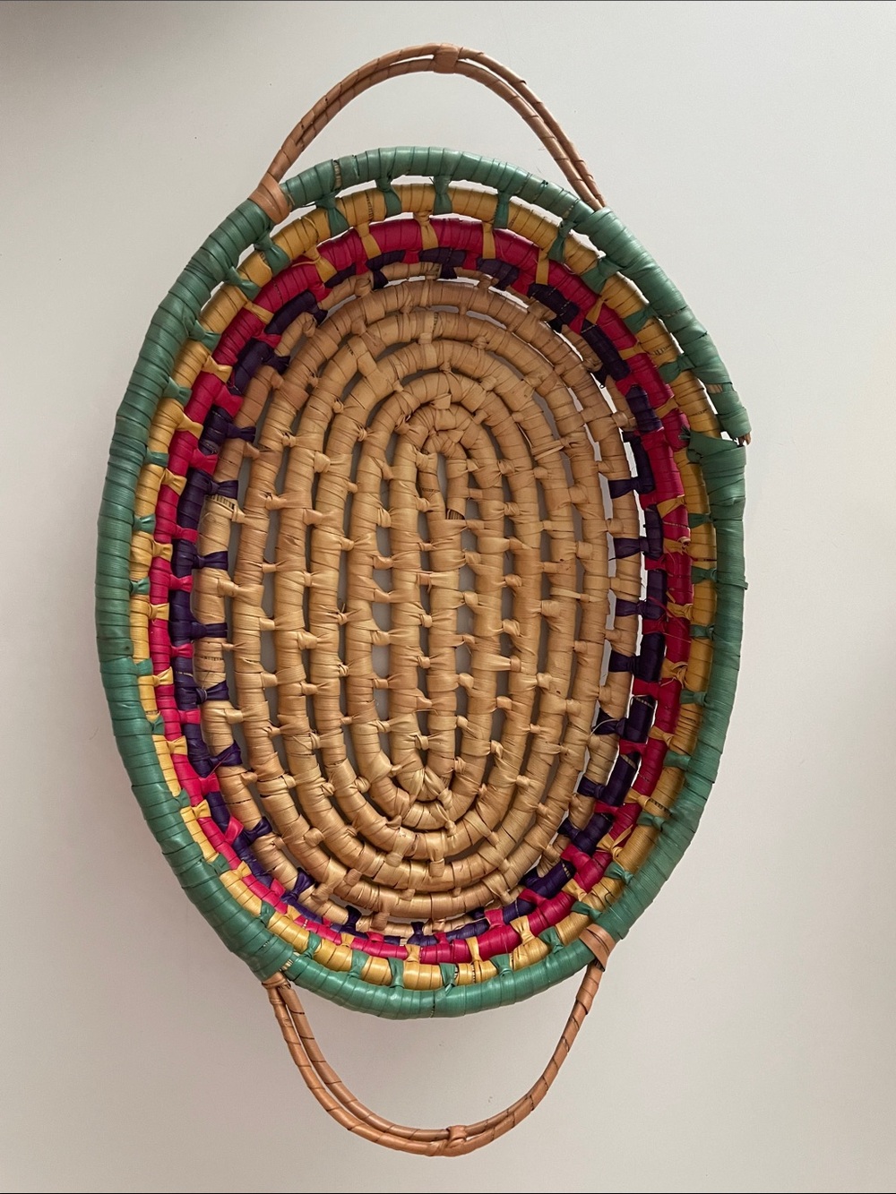 14” x 9” Handwoven Decorative Wall Basket - Multicolor